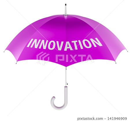 Innovation protection concept with umbrella. 3D rendering Innovation protection concept with umbrella. 3D rendering 141946909