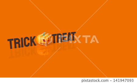 Trick or Treat Halloween Message with Scary Pumpkin and Copy Space 3d render. 141947093