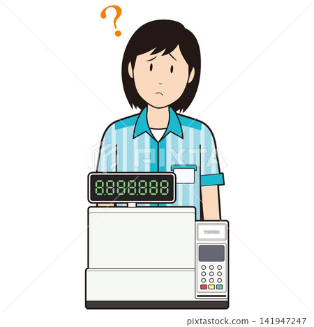 Resister and female convenience store clerk ② Resister and female convenience store clerk ② 141947247