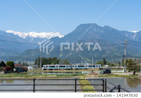 北阿爾卑斯山脈和背景中的大糸線（橫向視角） 141947630
