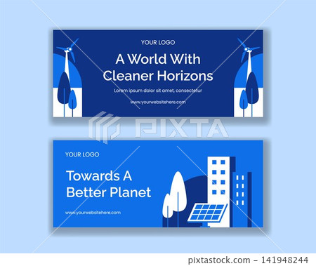 Social Media Banner Flat Cartoon Illustration for World Clean Air Day Social Media Banner Flat Cartoon Illustration for World Clean Air Day 141948244