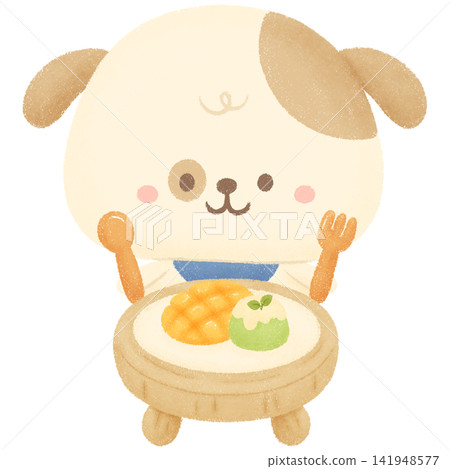 Puppy and mango Puppy and mango 141948577