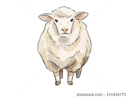 A mouthwatering illustration of a sheep - New Year's card 2027 (Year of the Sheep) 141948775