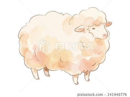 一幅令人垂涎欲滴的綿羊插圖－2027年（羊年）新年賀卡 141948776