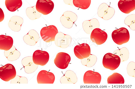 Realistic red apple pattern background_horizontal Realistic red apple pattern background_horizontal 141950507