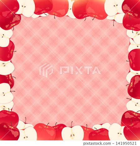 Realistic red apple frame with gingham check background 2_square 141950521