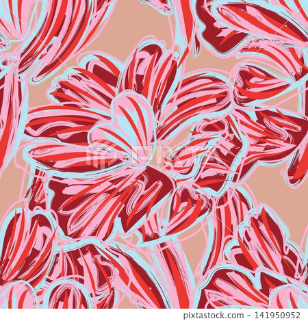 Red Abstract Floral Seamless Pattern Design Red Abstract Floral Seamless Pattern Design 141950952