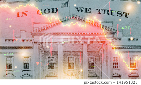 Chart showing money trends and recession data on US currency Chart showing money trends and recession data on US currency 141951323