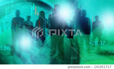 Business chart showing stock exchange trading with figures of people in the background Business chart showing stock exchange trading with figures of people in the background 141951717