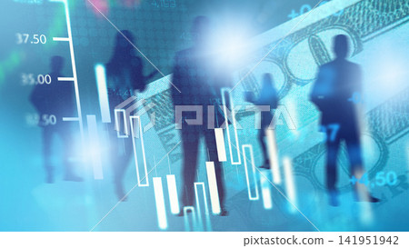 Stock market chart showing traders by financial data screen Stock market chart showing traders by financial data screen 141951942