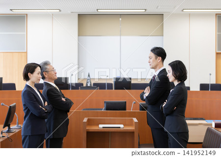 Prosecutors and defense teams facing off in court Prosecutors and defense teams facing off in court 141952149