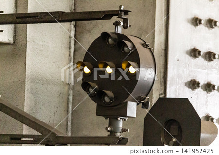 Railway Equipment: Close-up of a Repeater Signal (Stop Warning Indication) Railway Equipment: Close-up of a Repeater Signal (Stop Warning Indication) 141952425