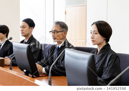 Profiles of judges and jurors in court Profiles of judges and jurors in court 141952598