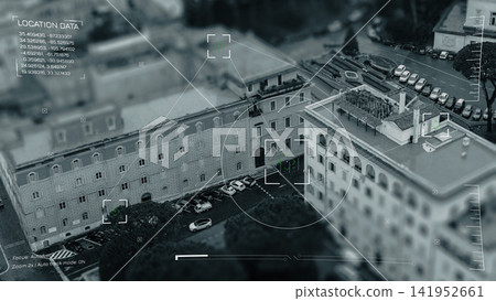 Surveillance activity showing facial recognition technology in a busy urban area Surveillance activity showing facial recognition technology in a busy urban area 141952661
