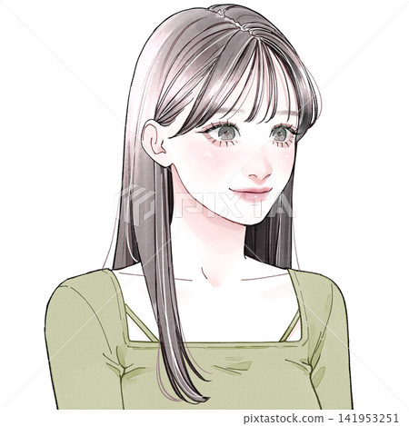 Smiling woman with long hair Smiling woman with long hair 141953251