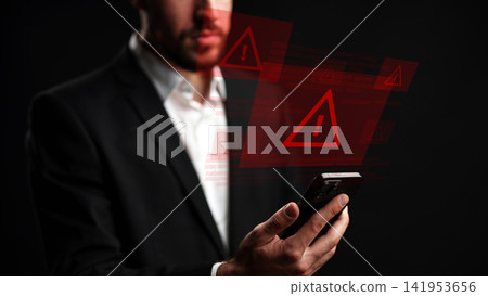 Emergency 911 call made by a person holding a smartphone in a dark setting with focus on alert icons Emergency 911 call made by a person holding a smartphone in a dark setting with focus on alert icons 141953656