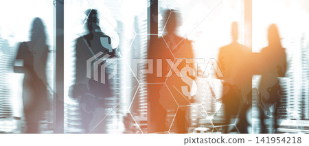 Business people discuss stock exchange trading in an office setting during daytime hours Business people discuss stock exchange trading in an office setting during daytime hours 141954218