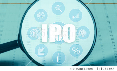 Investors examine data on initial public offering IPO with focus on market trends and financial details Investors examine data on initial public offering IPO with focus on market trends and financial details 141954362