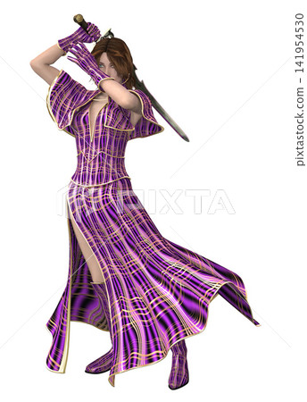Fantasy Sorceress Character in Purple Gown Fantasy Sorceress Character in Purple Gown 141954530