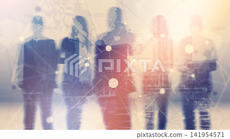 Business team observing market trends on a stock exchange chart during a trading session Business team observing market trends on a stock exchange chart during a trading session 141954571