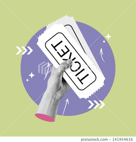 Holding travel tickets in hand for a memorable journey ahead with bright colors in the background Holding travel tickets in hand for a memorable journey ahead with bright colors in the background 141954616