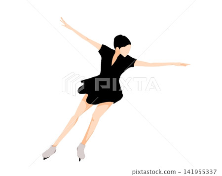 Female figure skater gliding with arms outstretched Female figure skater gliding with arms outstretched 141955337