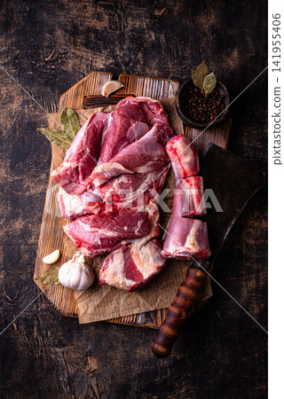 Raw leg of lamb, ready to cook Raw leg of lamb, ready to cook 141955406