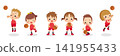 Cute little children playing basketball - illustration set - white background - vector 141955433