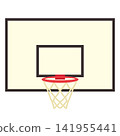 Simple basketball hoop illustration, white background, vector, clipart. 141955441