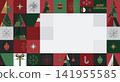Abstract geometric Merry Christmas elements with blank horizontal frame modern retro style 141955585