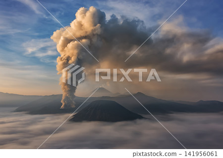 Active Bromo volcano in East Java, Indonesia 141956061