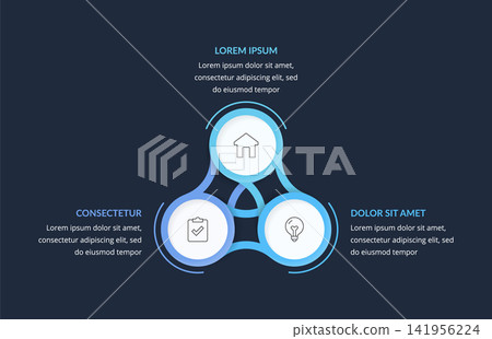 Business Infographic Circle Diagram Template With Three Options Business Infographic Circle Diagram Template With Three Options 141956224