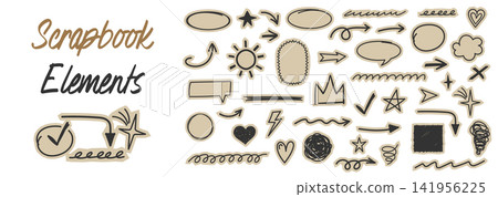 Scrapbook Elements Collection with Arrows, Shapes, and Doodles Scrapbook Elements Collection with Arrows, Shapes, and Doodles 141956225