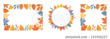 Autumn Leaves Rectangular and Circular Frame Set Autumn Leaves Rectangular and Circular Frame Set 141956227