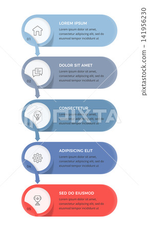 Five Step Vertical Arrow Banner Infographic Five Step Vertical Arrow Banner Infographic 141956230