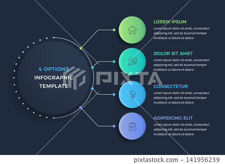 Four Options Dark Infographic Template Four Options Dark Infographic Template 141956239