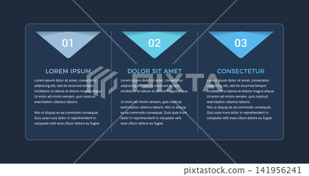 Business Infographic Horizontal Template With Three Steps or Options Business Infographic Horizontal Template With Three Steps or Options 141956241