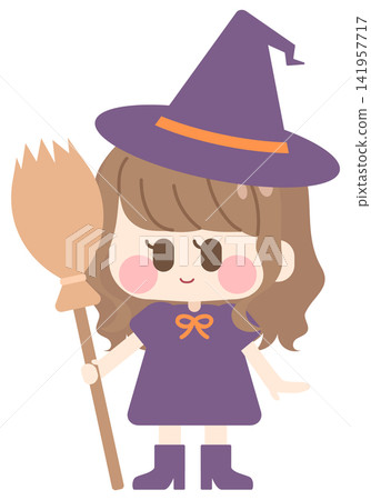 Girl dressed up as a witch for Halloween Girl dressed up as a witch for Halloween 141957717
