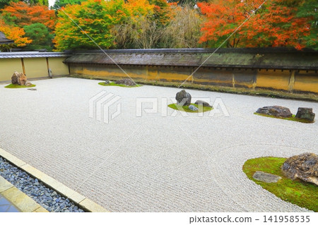 秋天的龍安寺岩庭園(京都市) 秋天的龍安寺岩庭園(京都市) 141958535