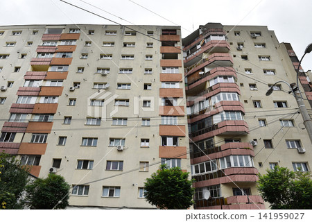 Post Soviet flat of blocks built in the Communist era, concrete apartment buildings Post Soviet flat of blocks built in the Communist era, concrete apartment buildings 141959027