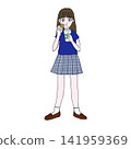 女學生正在吃簡餐 141959369