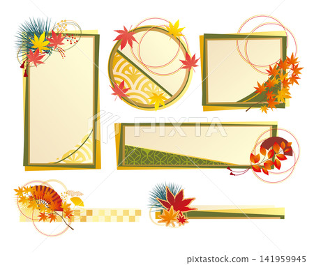 Autumn Japanese-style maple leaf decorative frame Autumn Japanese-style maple leaf decorative frame 141959945
