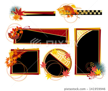 Autumn Japanese-style maple leaf decorative frame Autumn Japanese-style maple leaf decorative frame 141959946