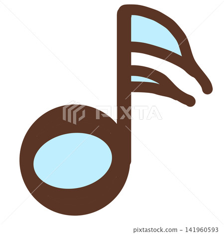 A refreshing, hand-drawn style sixteenth note with a light blue notehead. A refreshing, hand-drawn style sixteenth note with a light blue notehead. 141960593