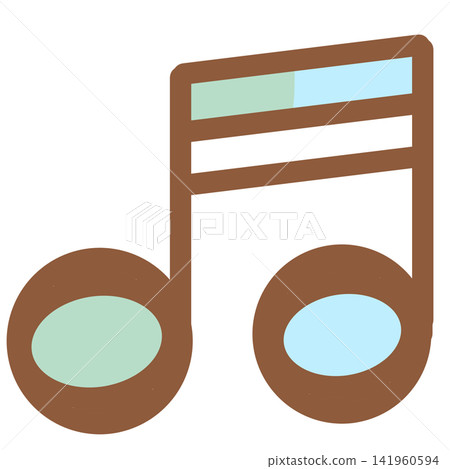 A hand-drawn style sixteenth note with mint and light blue noteheads. A hand-drawn style sixteenth note with mint and light blue noteheads. 141960594