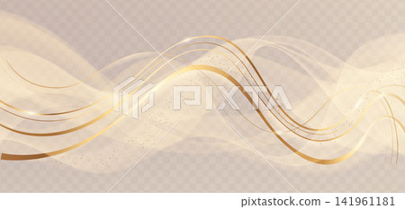 Luxury golden waves flow on transparent background Luxury golden waves flow on transparent background 141961181