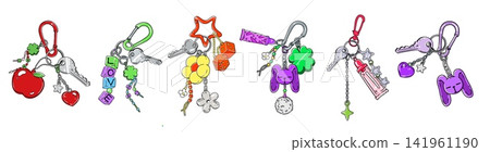 Cute keychains with funny charms and trinkets Cute keychains with funny charms and trinkets 141961190