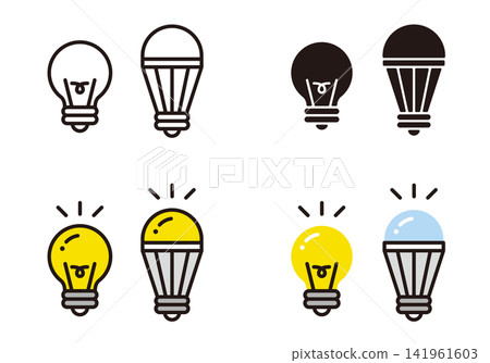 LED燈泡圖示。用LED燈泡替換傳統白熾燈泡。與照明和節能相關的插圖。 LED燈泡圖示。用LED燈泡替換傳統白熾燈泡。與照明和節能相關的插圖。 141961603