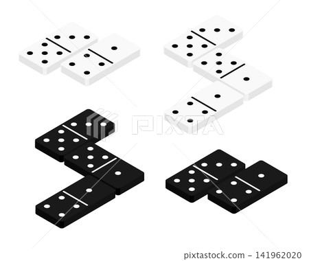 Set of white and black domino dice. Cartoon isometric vector isolated on white background Set of white and black domino dice. Cartoon isometric vector isolated on white background 141962020
