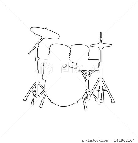 drum set outline on white background drum set outline on white background 141962164